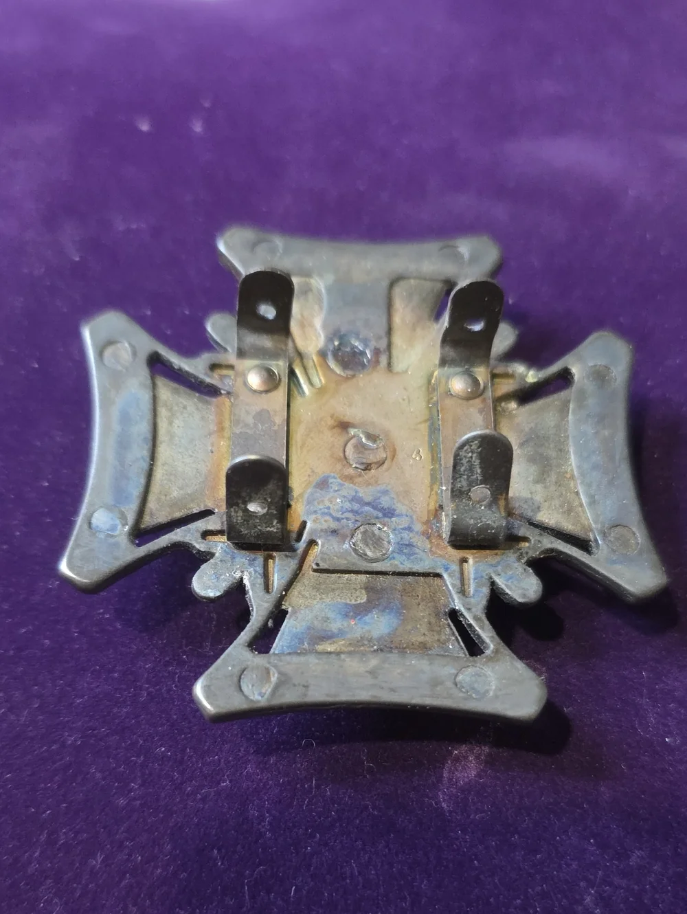 Vintage Brass Tone Dress Clip Turquoise Cabochon